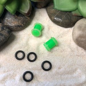 0g Acrylic Lime Florescent Green Gauges Plugs